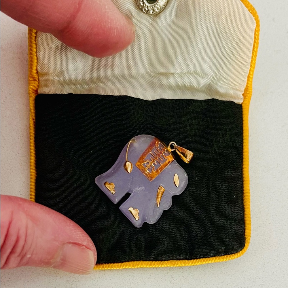 Vintage Lucky Elephant Charm/Pendant Amethyst & 14K Gold, Rare Pendant - Picture 10 of 14